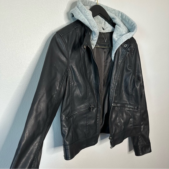 BLANKNYC Hooded Vegan Leather Jacket - Picture 4 of 6
